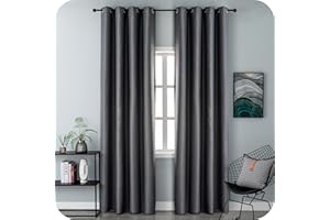 GIRASOLE HOME Coppia Tende Grigie Oscuranti Termiche Morbide Tinta Unita Tenda Isolante per Soggiorno Camera e Interni 2 Pannelli con Occhielli 140x290cm