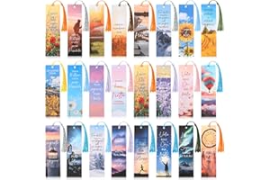 Sinmoe 24 Pezzi Segnalibri con Frasi Motivazionali in Italiano Segnalibro Ispiratore con Nappa Segnalibri di Carta Colorati Regalo Grazie per Colleghi Natale Compleanno Ringraziamento(Paesaggio)