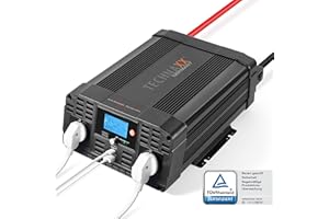 Technaxx Car inverter with LC display 12v to 230v pure sine wave - TÜV Rheinland certified car inverter with 2X Schuko plug and 2X USB port - power 2000W/4000W (peak) - TE22 voltage converter