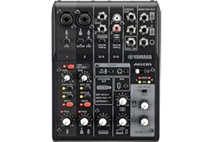 Mixer Yamaha AG06MK2 Mixer a 6 Canali per Streaming Live con Interfaccia Audio USB, per Windows, Mac, iOS e Android, Nero