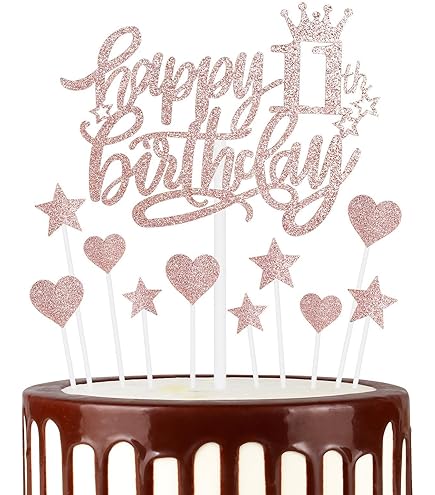 Taartdecoratie voor de 12e verjaardag van jongens en meisjes, roségoud glitter taartdecoratie, Happy Birthday taarttopper, taarttopper 12 meisjes (roségoud
