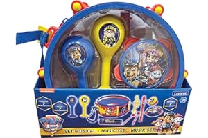 Lexibook, Paw Patrol, Set of 7 music instruments (Drum, Maracas, Castanet, Harmonica, Recorder, Trumpet, Tambourine), Musical toy, Convenient game to carry, Blue/Yellow, K360PA