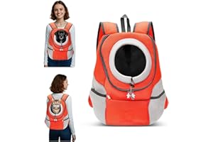 ALLSOPETS Zaino per Cani, Trasportino per Piccoli Cani e Gatti, Borsa da Viaggio Regolabile, Zaino per Cane per Bicicletta, Moto, Escursionismo, Campeggio (Arancio Ambra, L)