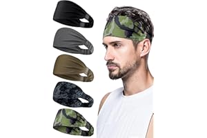 AWUMBUK Sport Stirnband Herren 5 Pcs Schweißband Stirn, Stretchy Haarband Schweißabsorption Atmungsaktiv Haarreif Männer Geeignet Für Bewegung, Fitness, Laufen