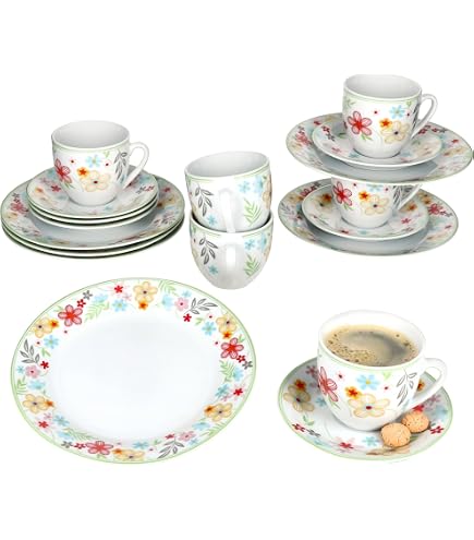 Set De 6 Assiettes à Gâteau MamboCat - Porcelaine Fleurie Colorée - 20,5cm - Lave-vaissable