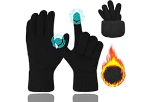 ehsbuy Guantes termicos Invierno para Mujer Pantalla Tactiles Lana Forro Cálido Cable Tejido Guantes Resistente al Viento Guantes de Teléfono para Movil Esquiar Ciclismo Conducir Deportes