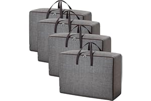 Ruucy 4 Pezzi 105L Borse Trasloco per Vestiti Grande, Impermeabile Borsa Portaoggetti XXL, Riutilizzabile Borse di Stoccaggio con Manici e Cerniere per Vestiti, Piumoni, Cuscini, Viaggi e Trasloco