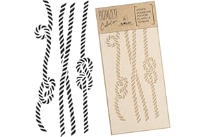 ‎NL NAKLEO ART & WALL DECOR NAKLEO Bordüre Wiederverwendbare Wand Kunststoff Schablone - 21x45cm - Seil Segelknoten Tauwerk - Muster Malerei Streifen DIY Kunst Handwerk Vorlage - Stoff Möbel Holz