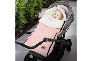 Joyz Chancelière pour Bébé, Polyester, Rose, Sac de Couchage Universelle, Fermeture Éclair, Résistante aux Intempéries, Picots Antidérapants, Couverture Douillette d'Hiver, Poussette ou Siège Auto