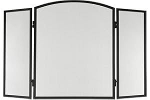 Unibos | Fire Guard Screen Panel Standing Gate - Steel Decorative Mesh Screen, Flame Guard for Coal & Wood Fire, Folding Fireplace Cover | Perfect for Outdoor & Indoor (W96cm x H60cm)
