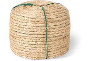 Yangbaga Corde de Sisal Naturel 6mm Remplacement Cordage Ancien Accessoire Idéal pour remplacer Poteaux de l'arbre à Chat, Balles Jouets en Sisal Inclus (50m, Naturel)