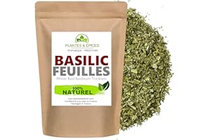 P&E Basilic Feuille Coupée séchées au soleil 100% Naturelles - Sachet Fraîcheur hermétique Refermable (100G)