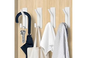 AUXHCYL Ganci Adesivi per Quadri, 4 Pcs Gancio Adesivo per 6 kg, Gancetti Adesivi, Appendini Adesivi per Asciugamani, Cappotti e Cappelli in Bagno Cucina (Bianco)
