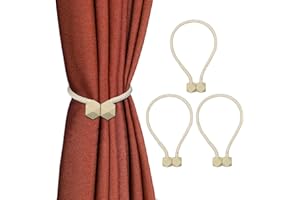 INFUN 4 Magnétiques Attache Rideau sans Percage, 40CM Embrase Rideaux Aimanté, Embrasses à Rideaux Tressage, Attache Rideau Aimantée, Décoration pour la Maison et Le Bureau