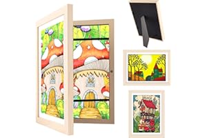 Kitnelw Marco para Dibujos Niños Marco Dibujos Infantiles Cambiar a4 Cuadro Dibujos para Proyectos Artísticos, Escuela, Hogar (Color madera)