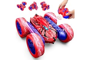 Dreamlandia Coche Teledirigido Niños 3 4 5 6 7 8 Años, 2,4Ghz, 360° Rotación con Luces, Coche RC Monster Truck Juguete Niños Niñas 3-12 Años, Type-C Batería Recargable, Regalo Cumpleaños Navidad