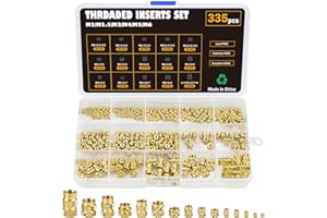 Philtool Gewindeeinsatz Messing 335 Stück, Einschmelzgewinde M2 M2.5 M3 M4 M5 M6 für Kunststoffteile, Gerändelt Einpressmuttern mit Box, geeignet für 3D Druck Zubehör und DIY Projekte