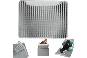 XIRUIUBAO Tappetino Lettiera Gatto,Tappeto Lettiera Gatto 40x50cm,Tappetino per Lettiera a Doppio Strato,Tappetino con Velcro,Facile da Pulire,Antiscivolo,Resistente,Tappetino Lettiera Grigio Argento