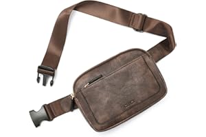 CLUCI Bauchtasche Damen PU Leder Gürteltasche Kleine Umhängetasche Verstellbarer Schultergurt Stylisch Brusttasche Sport Mode Hüfttaschen Kaffee