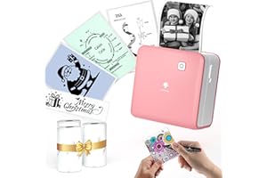 Phomemo M02 Pro Mini Impresora - 300DPI Impresora Portátil Termica Impresora Movil Pequeña Impresora Fotográfica Bluetooth, Adecuado para Notas de Estudio, Fotos, Regalos, Etiquetas - Rosa