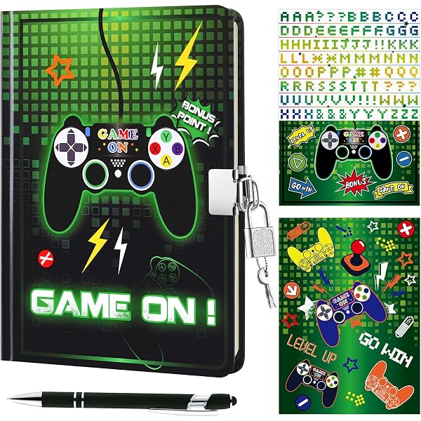 Journal Jeu Vidéo Garçon - Avec Cadenas Et Clés - Couverture Lumineuse - Stylo Et Autocollants Inclus