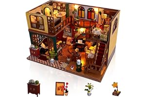 Foyucool DIY miniatyr hus byggsats för vuxna, retro loft | Med LED-belysning och miniatyrmöbler, mysigt dekorativt pysselset