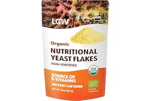 LOOV Copos de Levadura Nutricional Orgánica No Fortificada,Tostado, Vegano, No es OMG, Sin Gluten, Buena Fuente de Vitaminas B, 227 gr, Sin Vitaminas Añadidas, Sin Azúcar Añadido, Bolsa Resellable