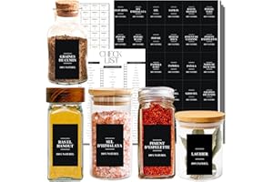 DAR ZRK étiquettes autocollantes bocaux cuisine (EPICES NOIRES)
