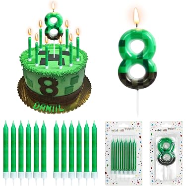 Bougie D’anniversaire Pixel Numéro 8 – Paraffine, 6x4,2x2 Cm, Pour Gâteau Et Décoration Fête