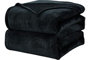 WAVVE Coperta Plaid di Pile Flanella 4 Stagioni - 150x200 cm, Nero - Pail Peloso Divano letto Singolo/Matrimoniale 200x150 - Plaid in Microfibra Sintetica, Calda e Morbida, Nera
