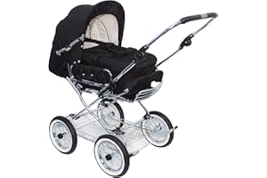EICHHORN KINDERWAGEN Eichhorn, 417RFSK043AIRFTC Kombikinderwagen mit Lederriemengestell mit Schiebehöhenverstellung mit Fester Tragetasche LuxVariante Luftrad, schwarz