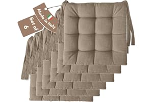 Il Tuo Artigiano Design Lot de 4 ou 6 Coussins pour chaises de Cuisine fabriqués en Italie, Coussins de Chaise de Cuisine 40x40 cm d'épaisseur 6 cm, Rembourrage en éponge et Acrylique (6, Beige)