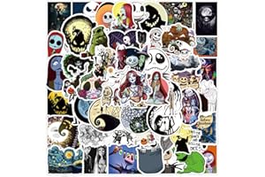 Halloween Aufkleber Deko Set-Tomicy 50 Stück The Nightmare Before Christmas Stickers Wasserdicht Vinyl Aufkleber für Laptop Koffer Helm Skateboard Wasserflaschen Geschenk für Jungen