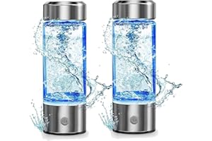 GAHWA Hydrogen Water Bottle 14 Oz 2024 New Portable Hydrogen Water Ionizer Machine, Hydrogen Water Generator, Hydrogen Rich Water Glass Health Cup for Home Office Travel (2 PCS)