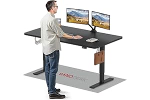 ‎SANODESK SANODESK Höhenverstellbarer Schreibtisch 160×60 cm– ergonomischer Standing Desk mit Memory-Funktion & Kindersicherung, Stabiler Rahmen (Schwarz)