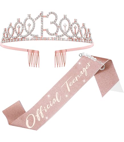 Striscione Per 8° Compleanno Ragazze – Fondale In Tessuto Oro Rosa 120x80 Cm Con Scritta Glitterata, Decorazione Festa - 2