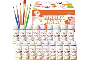 BLOT Tempera Pittura Bambini 18 Colori Lavabili Colori a Dita Atossici Tempera Vernice con Fluorescente Glitter Metallico per Dipingere Poster Fai da Te