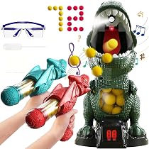 Gioco Sparatutto Dinosauri Con 2 Pistole A Pompa – Bersaglio Mobile LED, 24 Palline Di Schiuma, Per Bambini 3+