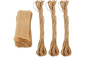Vagocom 120pcs Burlap Napkin Rings Set with Hemp Rope,DIY Decorative Napkin Bands for Christmas, Wedding, Birthday, Party Dinner Table Decoration(Classic)