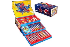 Clondo Valigetta Colori per Bambini con Pennarelli Con 52 Pezzi, Per Spiderman Fan, Pastelli, Kit Disegno e Pittura, Idea Regalo Bambino