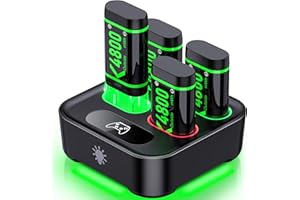 ALEEMTRY 4 X 4800mWh Batería para Mando Xbox Series X/S, Xbox One S/X/Elite - Interfaz Tipo C, 15 Horas de Reproducción