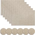 Homcomodar Beige Table Place Mats and Coasters Set of 6 Durable Placemats Set