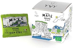 YVY MATÉ Yerba Maté Affiné 24 mois Bio Grand Cru | 15 sachets de thé maté naturels | Bio Non Fumé, Sans Tige, Sans Poussière | Feuilles affinées durant 24 mois | Boisson Bien-être