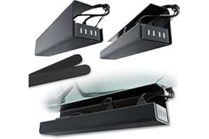 SCANDINAVIAN HUB Gestion de Câbles sous Bureau PVC – Organisateur de Câbles Gaine de Rangement pour Câbles Informatiques, Plateau de Rangement Cable Noir Pas de Vis pour Bureau et Maison (Noir - 1x 43cm)