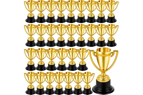 LZMDISU Mini trophées et médailles en vrac pour enfants – Lot de tasses et médailles de sport en plastique léger pour tournoi, récompenses en classe, course amusante, cadeaux de fête, football