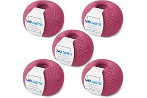 KALAPANTA Ovillos para tricotar, 100% Pura Lana Virgen Merino Extrafina de Lana Gatto, Made in Italy. Línea Super Soft, 250 g. 625 mt, (Rosa, 5)