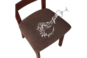 LANSHENG Fundas para sillas Pack de 6 Fundas sillas Comedor Fundas elásticas, Fundas de Asiento para Silla,Diseño Jacquard Cubiertas de la sillas Funda de Asiento sin Respaldo (Pack de 6,Café)