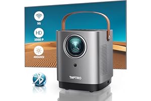 Mini Projector TOPTRO Portable Projector Support Full HD 1080P, 400 ANSI, 5G WiFi Bluetooth Video Projector with Touch Screen Buttons, Home Movie Projector Compatible with Smartphone, TV Stick, PS4
