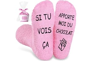 Zrebcley Chaussette Fantaisie Humour Antidérapante 39-46, Chaussette Chaudes Personnalisé Polaire Hiver,Cadeau Chocolate Cupcake Cadeau Noël Fête des Mères pour Femme