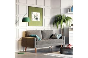 ‎VESGANTTI Vesgantti 2 Sitzer Sofa, Kleines Samtsofa Couch mit 2 Wurfkissen, Modern 2er Gästesofa Armlehne, Getuftetes Loveseat für Wohnzimmer/Schlafzimmer/Wohnung/Büro, 148,5 x 78 x 85cm, Grau